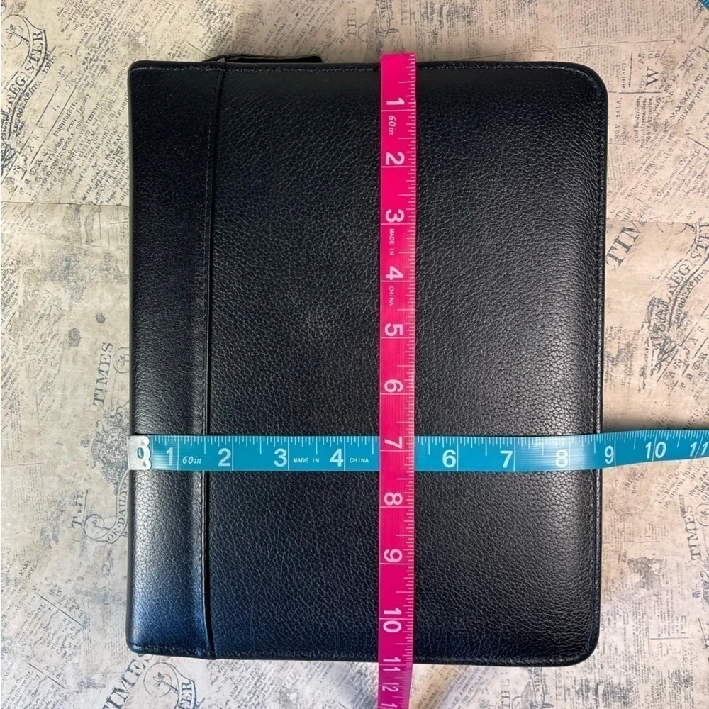 Vintage Franklin Quest Full Grain Leather Zip Planner Binder Made in USA Black